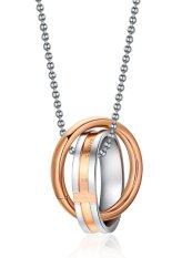 Stainless Steel Interlocked Cincin Couple Pendant Necklace untuk Wanita Lover Valentine (Emas Mawar, Perak)
