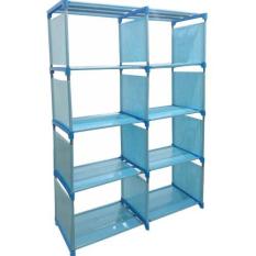 StarHome Rak Buku Portable 2 Sisi - Rak Serbaguna - Lemari Buku 2 Sisi - Biru