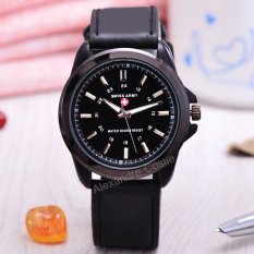 Swiss Army - Jam Tangan Pria - Body Black - Black Dial - Black Leatehr Strap - SA-BB-3821C-Kulit Hitam