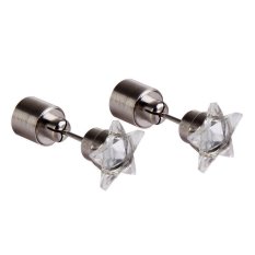 Sworld 1 Pair Bersudut Menyala Hijau LED Bersinar Stainless Steel Anting Tindik