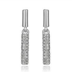 Sworld 18 K Emas Emas Disepuh Anting Panjang Perhiasan Geometris (Putih)