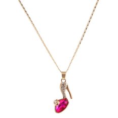 Sdunia Gadis Cinderellas Pesona Kristal Ajaib Hak Tinggi Berlian Sepatu Liontin Kalung Mawar Emas