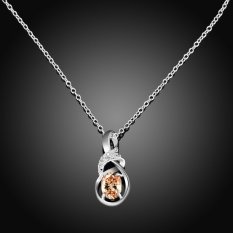 Sworld Rantai Berlapis Perak Diamond Pendants Crystal Desain Kalung Perhiasan untuk Wanita Kuning
