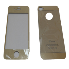 Tempered Glass 3D 2in1 For iPhone 4/ Iphone4/ iPhone 4G/ iPhone 4S Diamond Colour Screen Protection - Gold