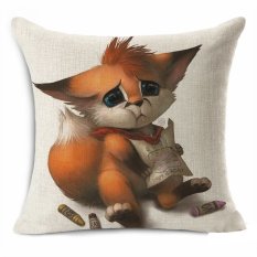 Tebal Cotton Linen 45*45 Cm Dekoratif Bantal Cover Melempar PillowCar Sofa Case Fashion Kartun Fox Menggambar Gambar Tinggi Kualitas-Intl