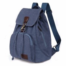 TR5 Tas Ransel Backpack Wanita Kanvas slingbag sekolah slingbag cewek - Blue