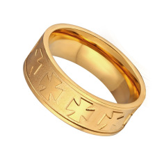 U7 18 K Berlapis Emas Maltese Cross Band Cincin (Emas)
