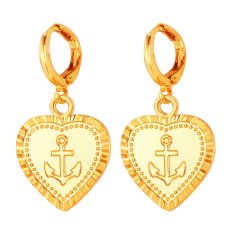 U7 Anchor Heart Drop Earrings 18 K Emas Plated (Emas)