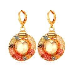 U7 Bohemian Multi-warna Berlian Imitasi 18 K Anting Drop Berlapis Emas
