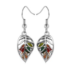 U7 Anting Kristal Platinum Plated Perhiasan Fashion Grosir Unik Daun Tanaman Anting Bulat untuk Wanita (Platinum)