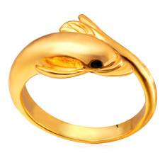 U7 Cute Dolphin Band Ring 18 K Emas Plated (Emas)