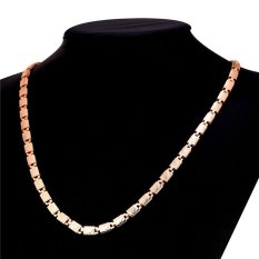 U7 Jantung Kunci Rantai Kalung Perhiasan Fashion Mawar Emas Disepuh Aksesoris (Merah Muda)