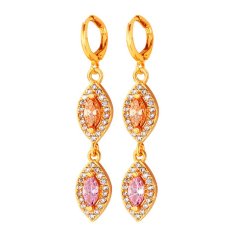 U7 Panjang Anting Zircon 18 K Emas Plated (Emas)