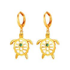 U7 Penyu Laut Beruntung Cubic Zirkonia Drop Earrings untuk Wanita Fashion 18 K Emas Emas Disepuh Perhiasan Aksesori Pesta Yang Sempurna (emas)