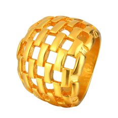 U7 Baru 18 K Emas Asli Berkualitas Tinggi Berlapis Desain Unik Band Rings Perfect Gift Fashion Perhiasan (Emas)