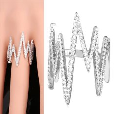 U7 Trendy Cubic Zirconia Cincin untuk Wanita Platinum Plated Fashion Perhiasan Aksesoris (Platinum)
