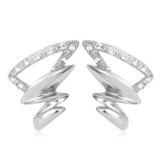 U7 Desain Unik Anting Platinum Berlapis Rhinestone Perhiasan Trendi Geometris Earrings untuk Wanita (Platinum)