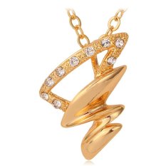 U7 Unik Desain Pendant Kalung 18 K Emas Emas Disepuh Berlian Imitasi Perhiasan Trendi Geometris Kalung (Emas)