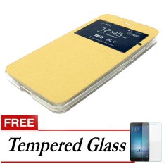 Ume Flip Cover for Lenovo K4 Note (a7010) - Emas + Gratis Tempered Glass
