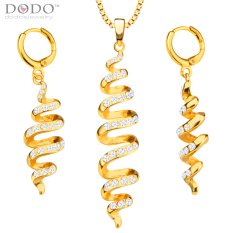 Unik Fashion Terdistorsi Perhiasan Set Wanita Liontin Kalung Earrings 18 K Berlapis Emas India Perhiasan Set Hadiah S20143-Intl