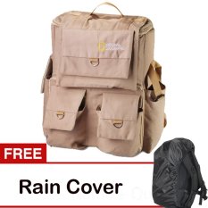 Universal Tas Kamera Natgeo Ransel Krem + Free Rain Cover
