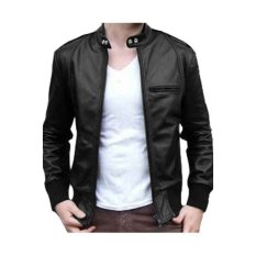 VC Jaket Kulit Strip Hitam Series Full Black Exclusive