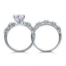 Vintage Gaya 1.25 Ct Dibuat Berlian Murni 925 Perak 2-Pc Pernikahan Cincin Pertunangan Set