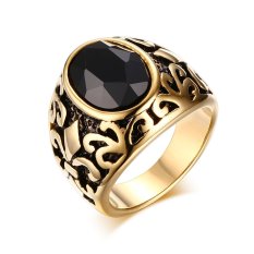 VNOX Stainless Steel Berlapis Emas Hitam Crystal Cincin untuk Pernikahan dan Lamaran Warna