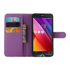 Dompet PU Leather Flip Cover untuk ASUS Zenfone 2 Laser ZE550KL (Ungu)