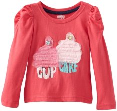 Watch Me Grow! by Sesame Street Baby-Girls Kaos Lengan Panjang Dengan Pola Cupcake Kembar