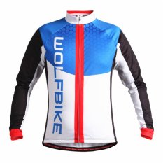 Winter Thermal Bulu Windproof Panjang Lengan Bersepeda Jersey Pakaian Pakai Reflektif Bersepeda Jaket (Biru)