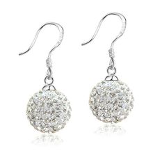 Wanita 925 Perak dengan Shiny Crystal Berlian Imitasi Bola Berbentuk Anting