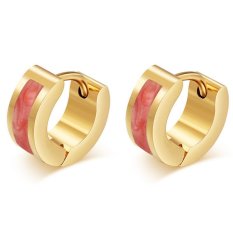 Wanita Fashion 18 K Emas Plated Earrings Punk Rock Stainless Steel Anting untuk Wanita Pria