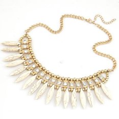 Perhiasan Wanita Boho Vintage Emas Alloy Rhinestone Putih Turquoise Tassel Choker Kalung Keluarga Teman Hadiah