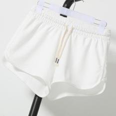 Celana Pendek Wanita Kausal Katun Pendek Kebugaran Sport Menjalankan Shorts D1604 (putih)-Intl