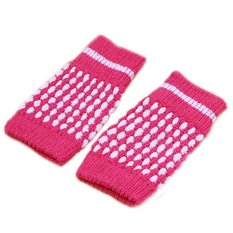 Womens Fingerless Sarung Benang Wol Rajutan Nanas (Rose Merah)