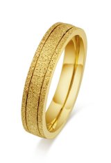 Womens Stainless Steel Kawin Cincin Frosted untuk Pasangan Pertunangan Janji, Emas, Ukuran 5