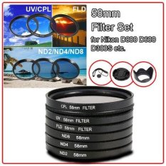 XCSource 58mm Filter Kit UV CPL FLD ND2 4 8 +Lens Hood Cap for Canon T4i T4 T3i T2i 700D 650D 600D 450D 400D 350D 1000D hitam