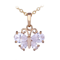 Yazilind Kupu-kupu Berlapis Emas Crystal Pendant Kalung Wanita Hadiah untuk Ulang Tahun (Intl)