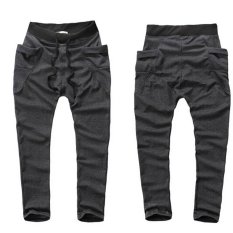 Yazilind Pria Dark Grey Casual Sport SWEAT CELANA Harem Training Dance Jogging Baggy Pria Celana Celana Panjang Ukuran M