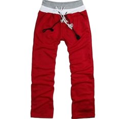 Yazilind Red Men Casual Sport SWEAT CELANA Harem Training Dance Jogging Baggy Pria Celana Celana Panjang Ukuran M-Intl
