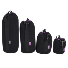 Yika 4 Pcs Tebal Kantong Neoprene Pelindung untuk Lensa Kamera DSLR Canon/Nikon/Sony (Hitam)