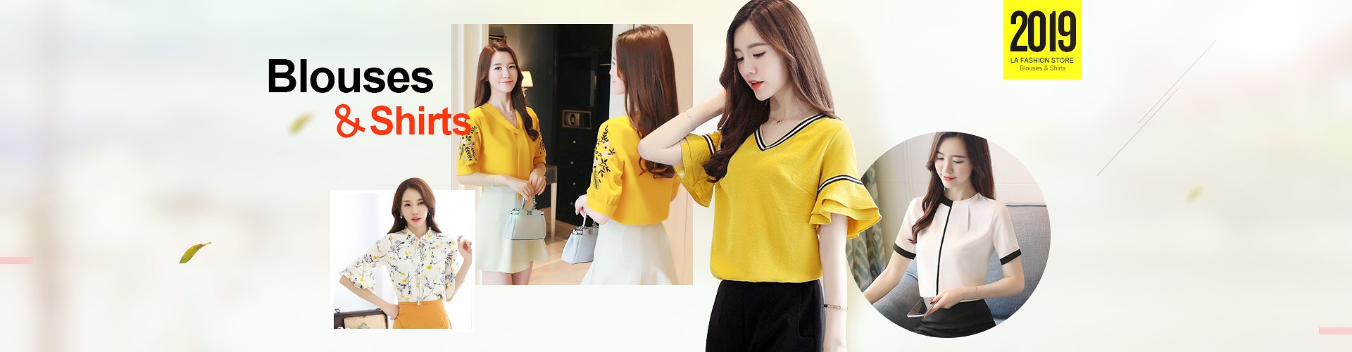 Kamus Fashion Korea Longgar Terompet V-neck Lengan Baju Sifon