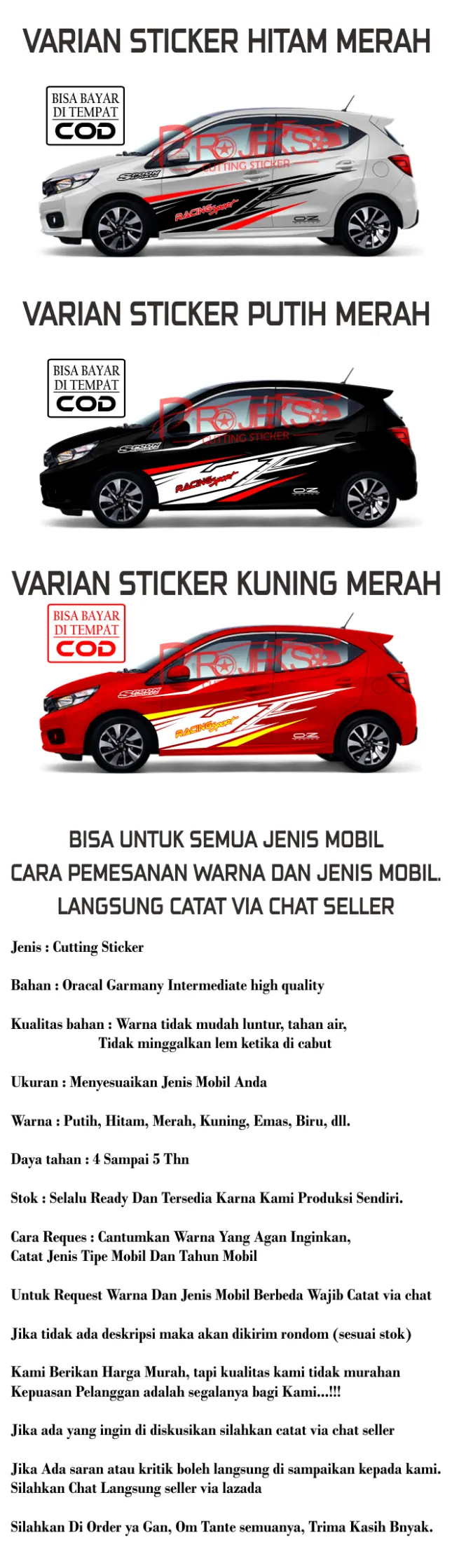 Stiker Mobil Motif Racing Stiker Balap Stiker Keren Lazada Indonesia