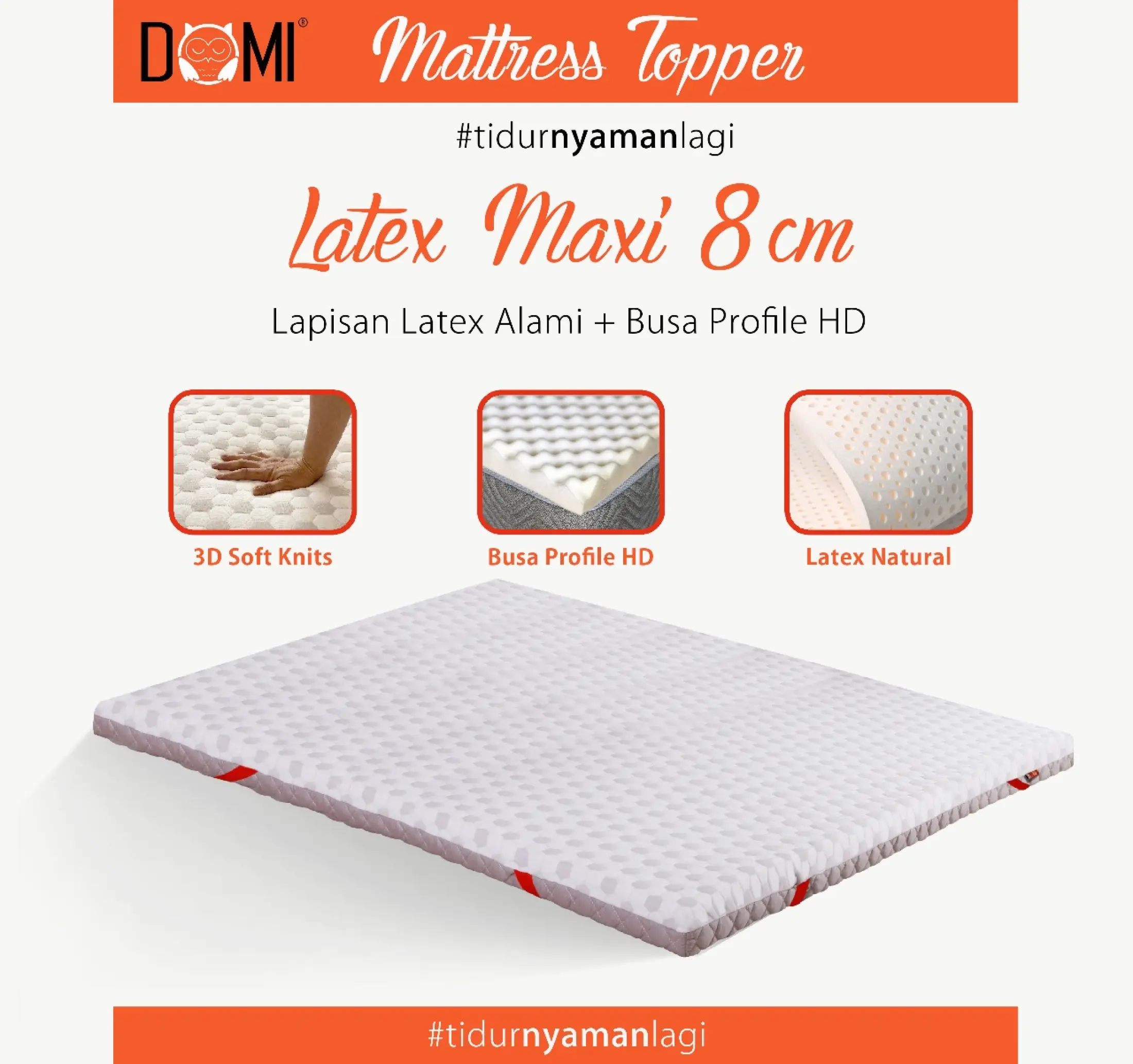 Promo Domi Mattress Topper Latex Maxi Tebal 8cm Matras Extra Bantalan Extra Pelapis Tempat Tidur Putih Garansi 5 Tahun Lazada Indonesia