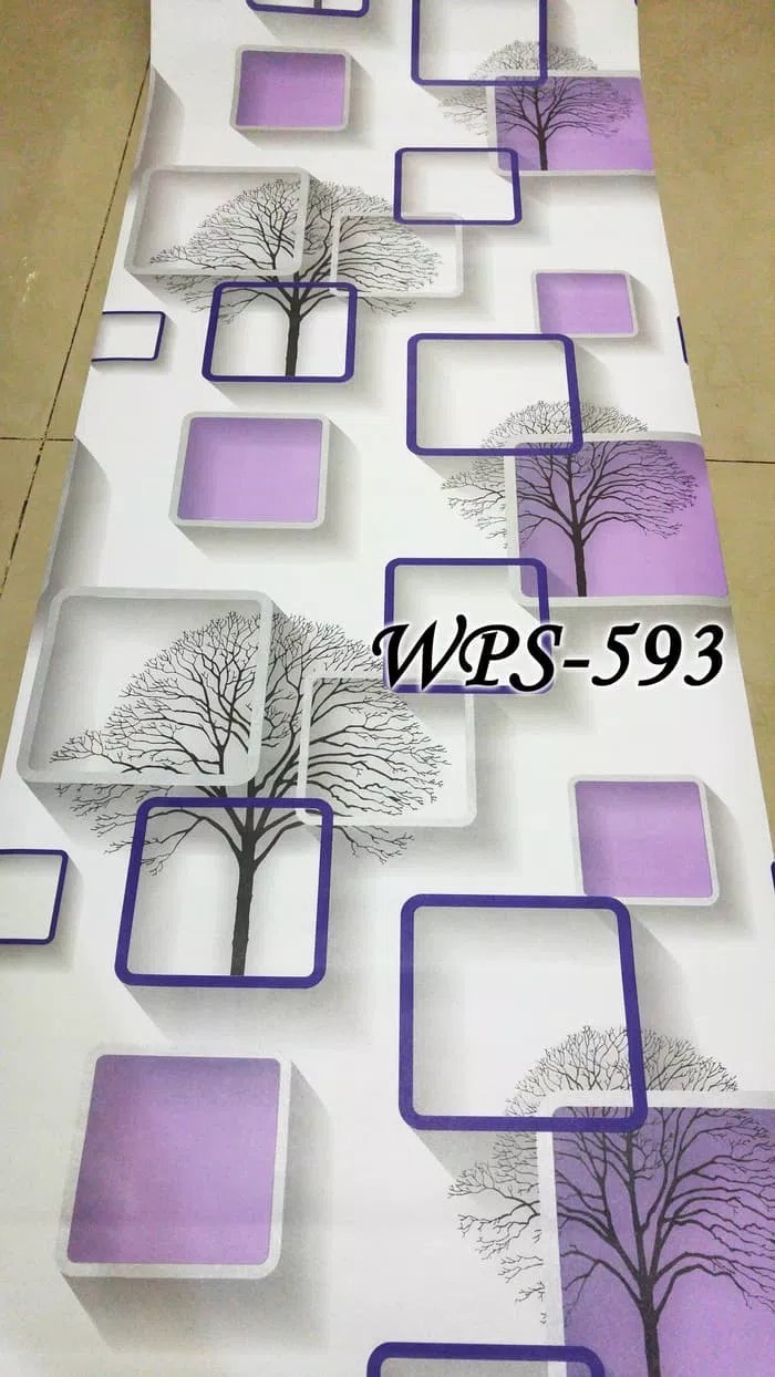 Wallpaper Sticker Dekorasi Rumah Kotak 3d Ungu Violet Wps593