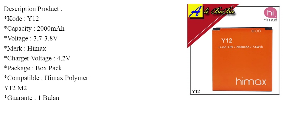 Baterai Handphone Himax Polymer Y12 M2 Batu Himax Y12 Batre Hp Himax M2 Battery Himax Y12 M2 Lazada Indonesia
