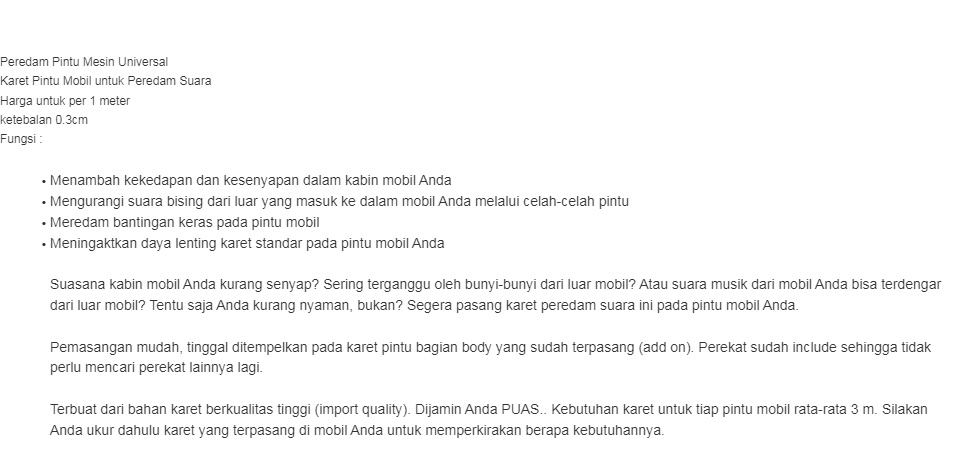 Karet Peredam Pintu Mobil Model D Peredam Pintu Mesin Universal 