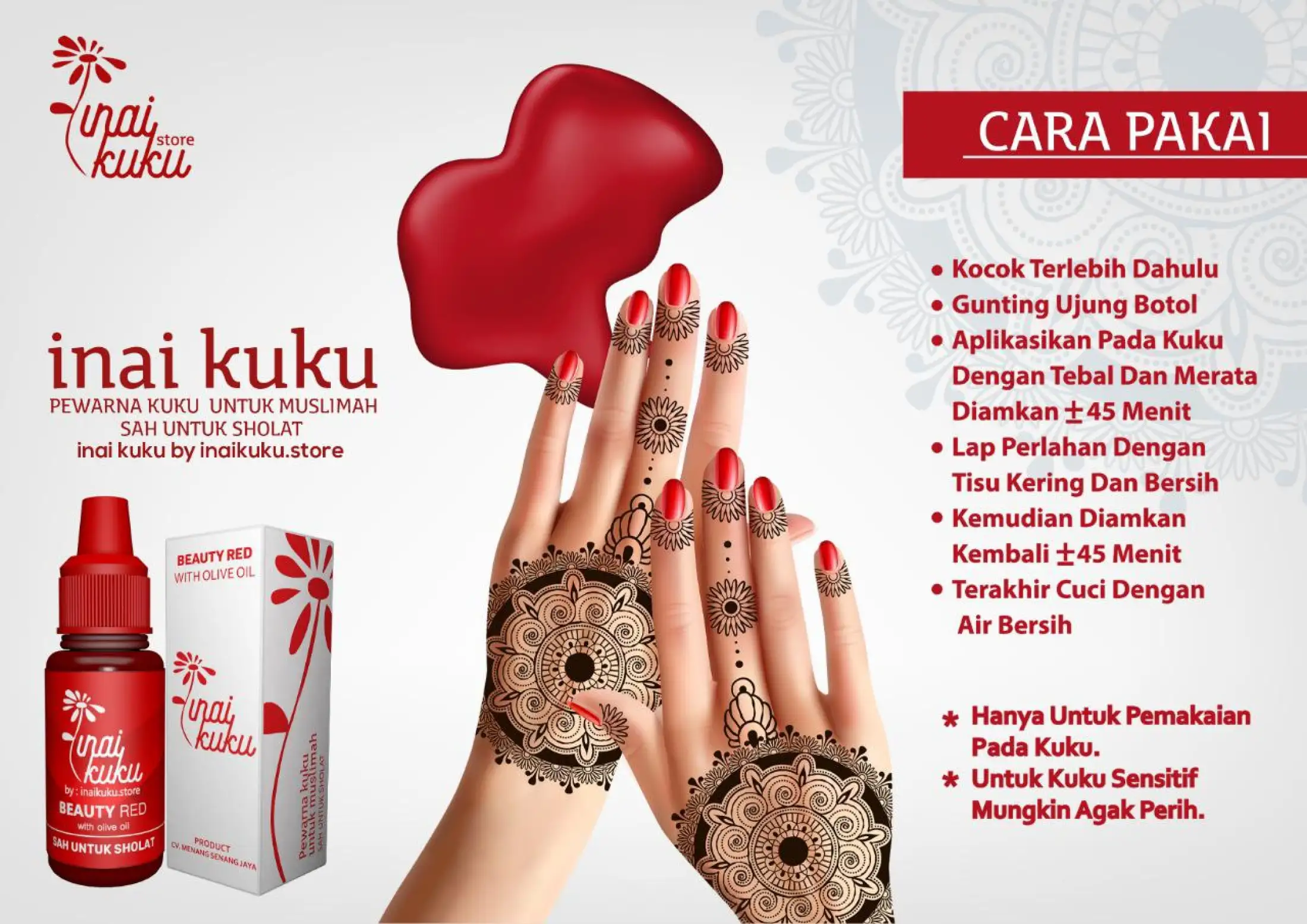 Cat Kuku Halal Inai Kuku Henna Muslimah Inai Halal Sah Buat Sholat Kutek Halal Kutek Muslimah Pewarna Kuku Lazada Indonesia