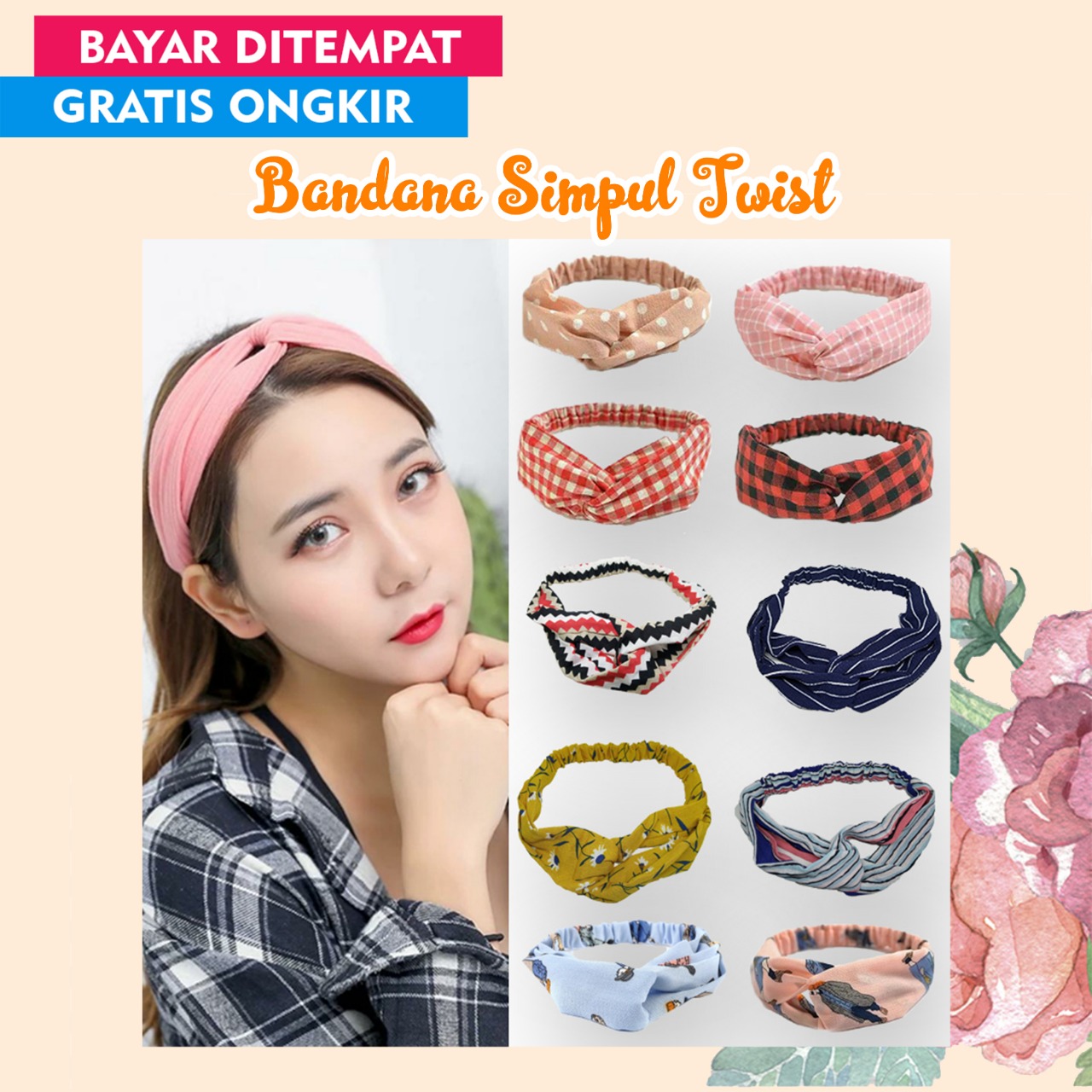 Cod Korean Headband Cute Lucu Imut Bandana Simpul Twist